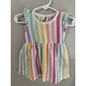 ❤️RuffleButts Rainbow Stripe Flutter Dress 6-12M